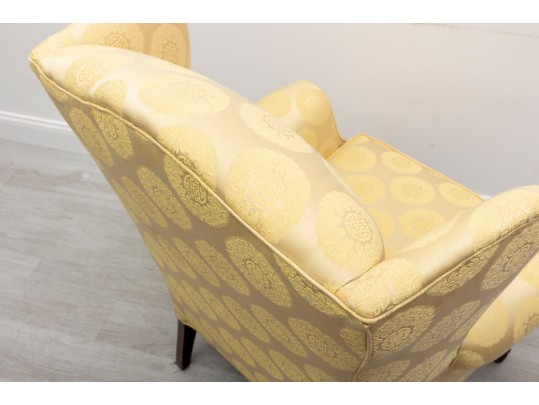 Chinese Medallion Upholstered Wingback Chair