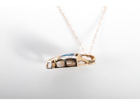 10K Yellow Gold Opal & Moissanite Pendant