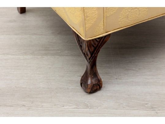 Chinese Medallion Upholstered Wingback Chair