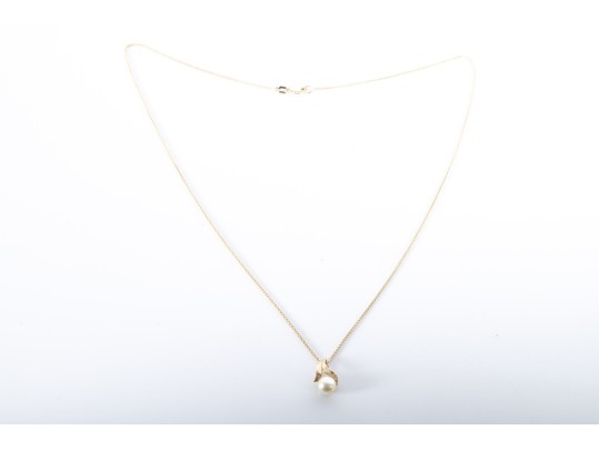14K Yellow Gold & Cultured Pearl Necklace 