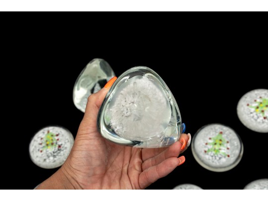 Vintage Art Glass Seasonal Paperweights 