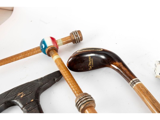 Collection Of Six Vintage Americana Wood Canes