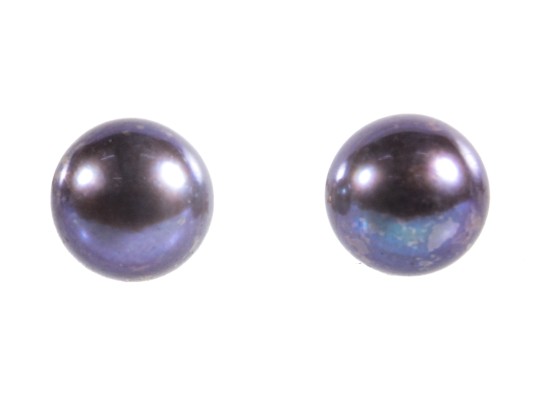 14k Yellow Gold Black Cultured Pearl Stud Earrings