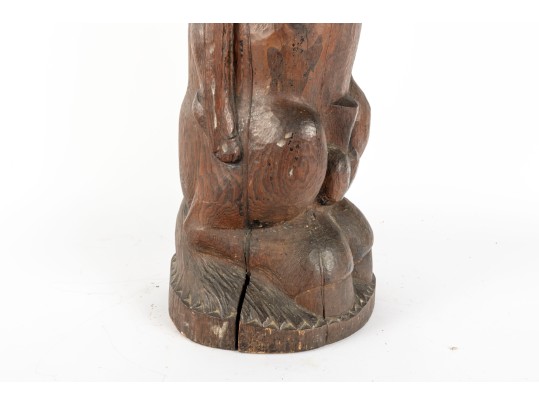 Antique Wood-Carved Horse Rider Totem