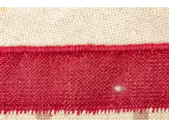 Cream Floral Dhurrie Indian Oriental Rug (8'9