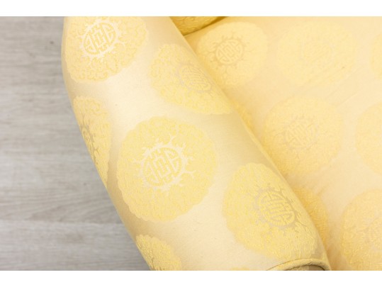 Chinese Medallion Upholstered Wingback Chair