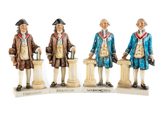 Masonic Statesmen 1957 George Washington & Ben Franklin Figurines 