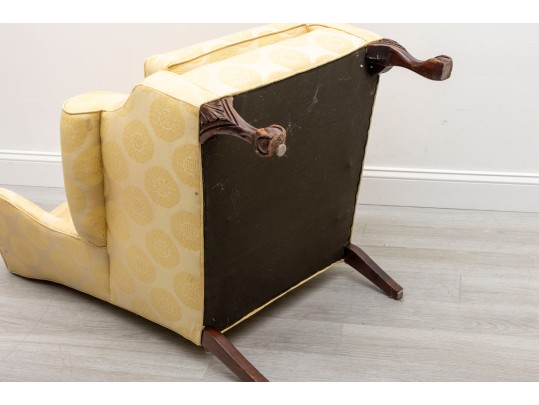 Chinese Medallion Upholstered Wingback Chair