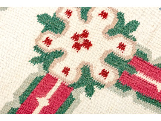 Cream Floral Dhurrie Indian Oriental Rug (8'9