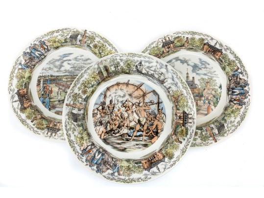 Williamsburg Virginia By Wedgwood - Trio Of Vintage Historical Dinner Plates