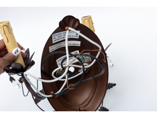 Contemporary Distressed Stamped Metal & Crystal Sconces