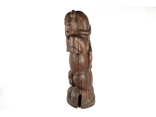 Antique Wood-Carved Horse Rider Totem