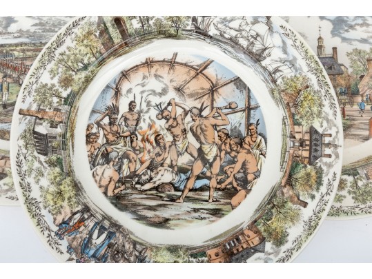 Williamsburg Virginia By Wedgwood - Trio Of Vintage Historical Dinner Plates