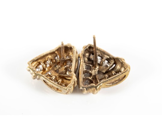 14k Yellow Gold Diamond Knot Stud Earrings