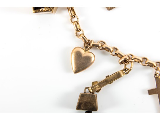 14K Gold Charm Bracelet 