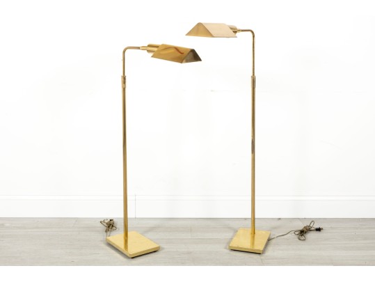 Mid Century Koch & Lowy Brass Reading Floor Lamps