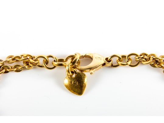 10K Yellow Gold & Pink Moissanite Stone Chain Bracelet 