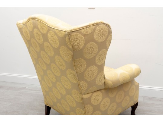 Chinese Medallion Upholstered Wingback Chair