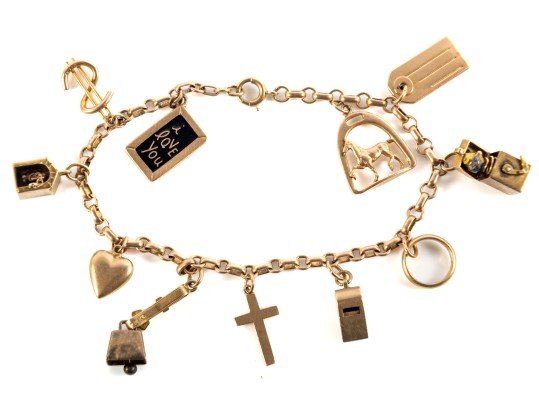 14K Gold Charm Bracelet 