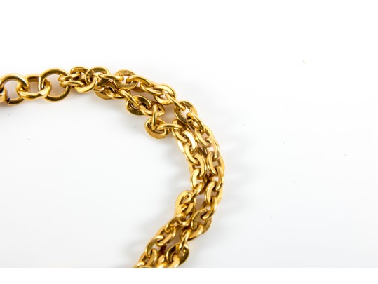 10K Yellow Gold & Pink Moissanite Stone Chain Bracelet 