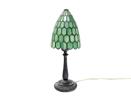 Tiffany Style Green Art Glass Lamp