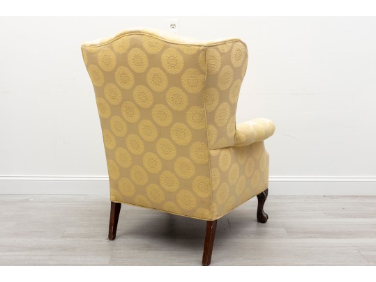 Chinese Medallion Upholstered Wingback Chair