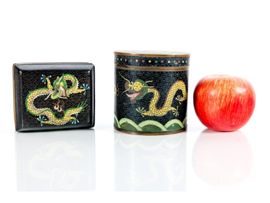 Chinese Famille Noire Cloisonné Tea Caddies
