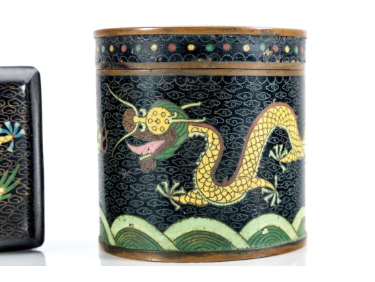 Chinese Famille Noire Cloisonné Tea Caddies