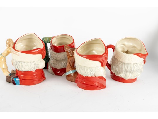 Four Vintage Royal Doulton Santa Claus Porcelain Toby Mugs