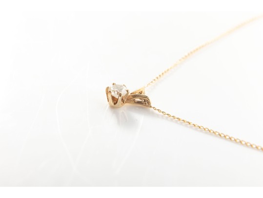 14K And Petite Diamond Pendant Necklace