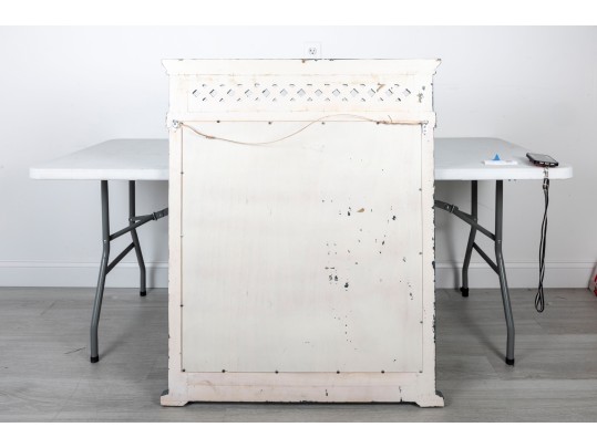 Contemporary Blue Carved Wood Wall Mirror