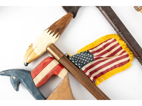 Collection Of Six Vintage Americana Wood Canes