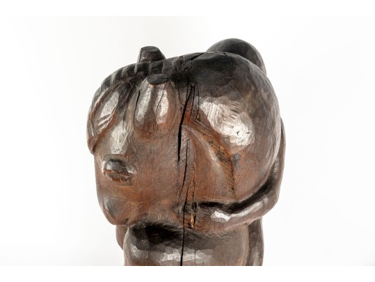 Antique Wood-Carved Horse Rider Totem