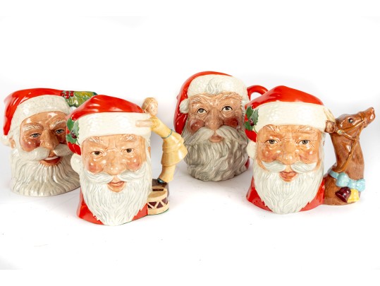 Four Vintage Royal Doulton Santa Claus Porcelain Toby Mugs