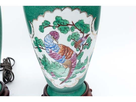 Famille Verte Pheasant Table Lamps