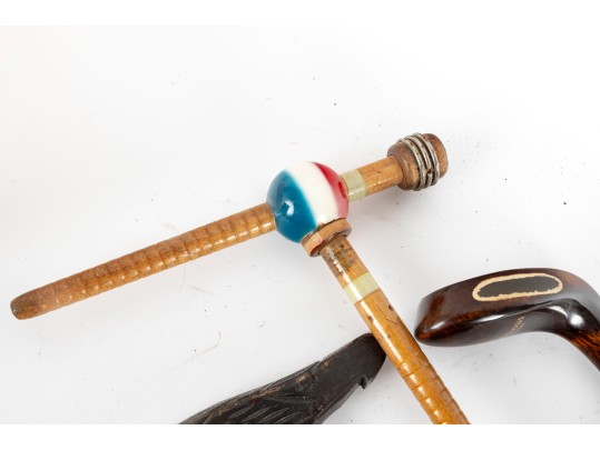 Collection Of Six Vintage Americana Wood Canes