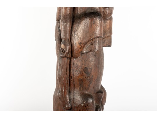 Antique Wood-Carved Horse Rider Totem