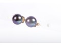 14k Yellow Gold Black Cultured Pearl Stud Earrings