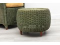 Olive Green Rattan Tub Chair & Ottoman