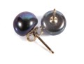 14k Yellow Gold Black Cultured Pearl Stud Earrings