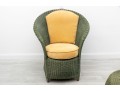 Olive Green Rattan Tub Chair & Ottoman