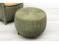 Olive Green Rattan Tub Chair & Ottoman