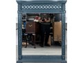 Contemporary Blue Carved Wood Wall Mirror