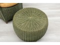 Olive Green Rattan Tub Chair & Ottoman
