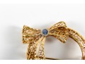 14K Gold & Tanzanite Stone Ribbon Brooch Pin