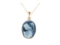 14k Yellow Gold Carved Cameo Guardian Angel Pendant Necklace