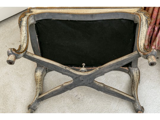 Handsome Vintage French Upholstered Stool 