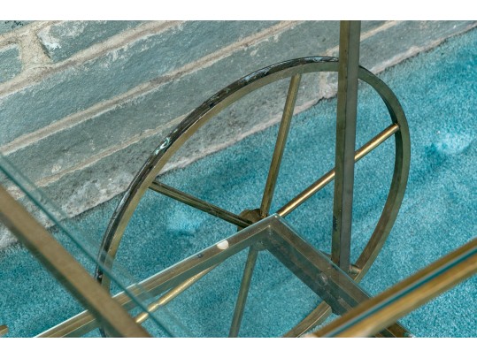 Mid Century Brass And Glass Bar Cart