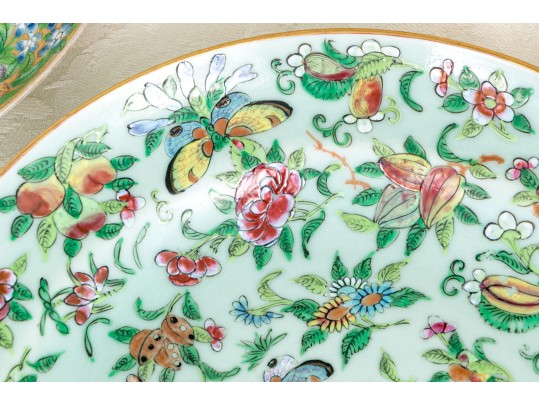 Three Chinese Export Famille Rose Porcelain Plates