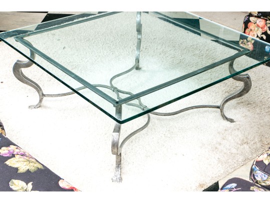 Impressive Steel Framed Glass Top Cocktail Table